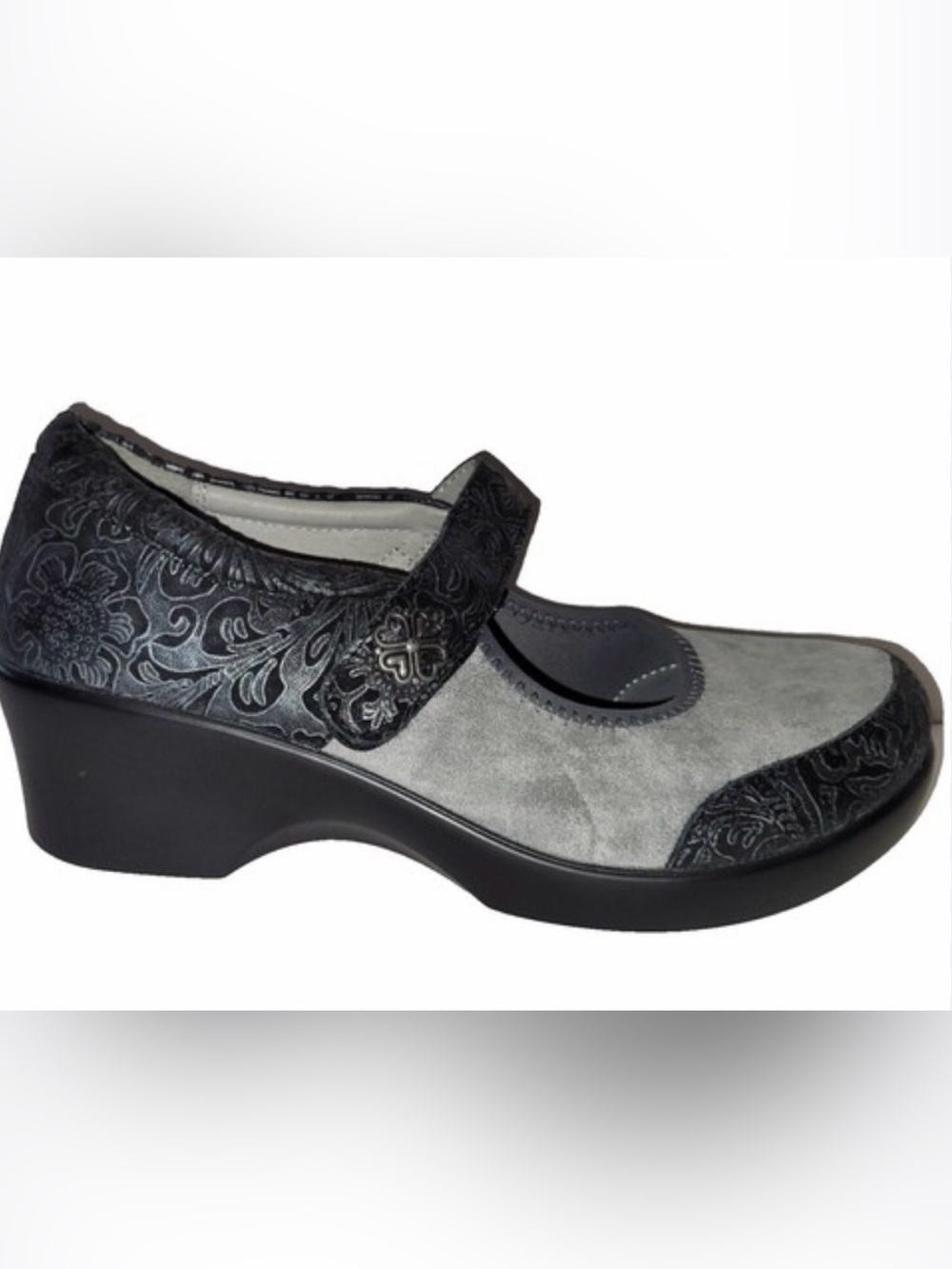Algeria Comfort Mary Jane Wedge Shoes in Gray and Black in EUC
